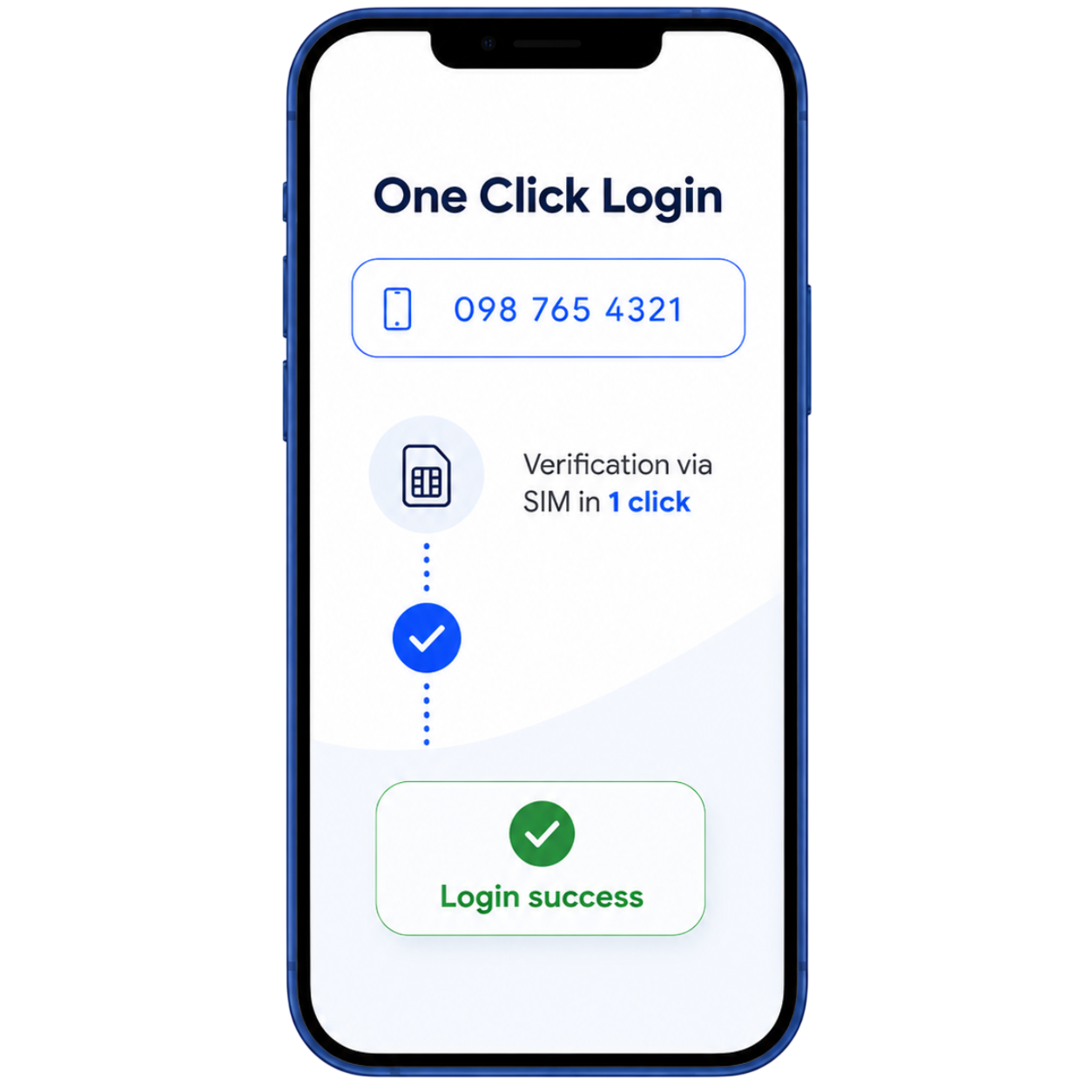One-Click Login verification flow on a smartphone
